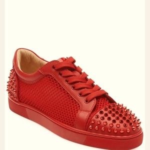 SOLD..Christian Louboutin  MEN’S Seavaste Spiked Sneakers RED Size 47 US size 13